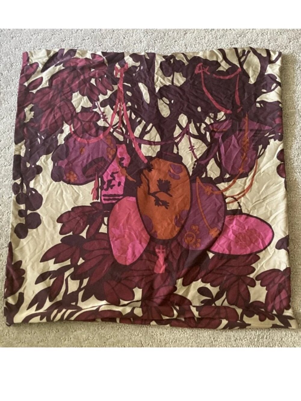 West Elm lantern-print 100% silk pillow cover, 19'' square.